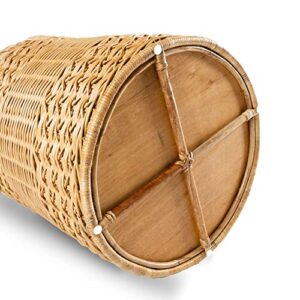 The Basket Lady Round Wicker Laundry Hamper, Large, 19 in Dia x 25 in H, Sandstone