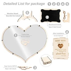 Vetoo Wedding Guest Book Alternative, Rustic Wedding Decorations for Guests to Sign, Baby Shower Guest Book Frame with 100 Wooden Hearts for Reception.