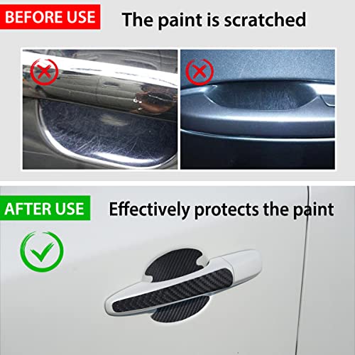 BeautyChen 16PCS Car Door Handle Protector Black Car Handle Cover Car Door Handle Cup Sticker Cover Carbon Fiber Anti-Scratches Protective Films