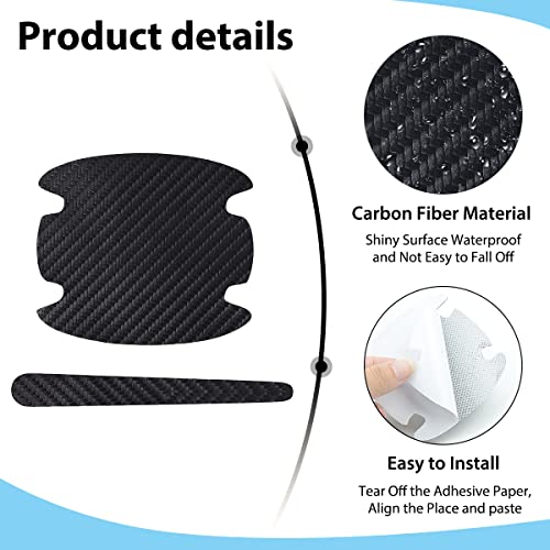 BeautyChen 16PCS Car Door Handle Protector Black Car Handle Cover Car Door Handle Cup Sticker Cover Carbon Fiber Anti-Scratches Protective Films