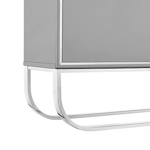 Reyansh 4 Door Sideboard with Chrome Base, Grey