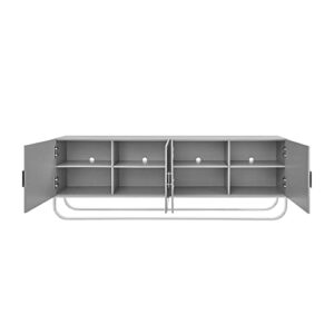 Reyansh 4 Door Sideboard with Chrome Base, Grey