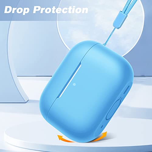 Fintie Case for AirPods Pro 2nd Generation (2022) / AirPods Pro 1st Generation (2019) - Protective Shockproof Silicone Skin Cover with Lanyard, Blue Glow in The Dark