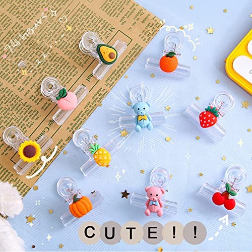 16 Pack Chip Bag Clips Transparent Kitchen Clips Cartoon Plastic Bread Bag Clips Cute Chip Clips Funny Bag Clips for Chips Snacks Food Storage