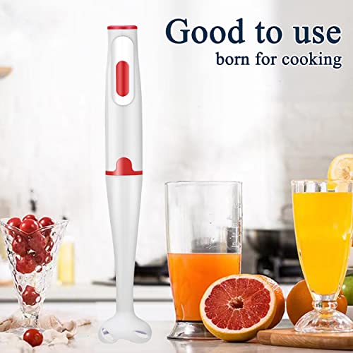 TIKABABA Electric Hand Immersion Blender with 400W Turbo Mode,mixing Smoothies,Purees,Soups,Sauces by 2 Stainless Steel Blades(Red)