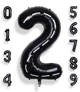 sulalaboo 40 inch black 2 balloon number large helium number balloons 0-9 giant digital 2nd foil mylar big party balloon for boy or girl birthday party anniversary decorations