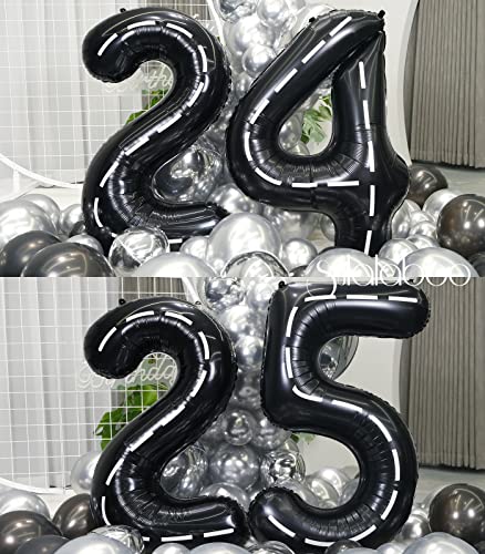 SULALABOO 40 Inch Black 2 Balloon Number Large Helium Number Balloons 0-9 Giant Digital 2nd Foil Mylar Big Party Balloon for Boy or Girl Birthday Party Anniversary Decorations