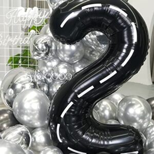 SULALABOO 40 Inch Black 2 Balloon Number Large Helium Number Balloons 0-9 Giant Digital 2nd Foil Mylar Big Party Balloon for Boy or Girl Birthday Party Anniversary Decorations