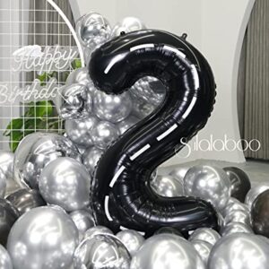 SULALABOO 40 Inch Black 2 Balloon Number Large Helium Number Balloons 0-9 Giant Digital 2nd Foil Mylar Big Party Balloon for Boy or Girl Birthday Party Anniversary Decorations