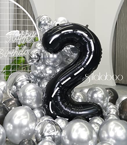 SULALABOO 40 Inch Black 2 Balloon Number Large Helium Number Balloons 0-9 Giant Digital 2nd Foil Mylar Big Party Balloon for Boy or Girl Birthday Party Anniversary Decorations