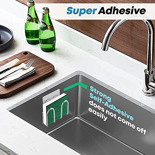 JINGWAYS Sponge Holder Sink Caddy for Kitchen Accessories, No Drilling Adhesive,Rustproof SUS304 Stainless Steel