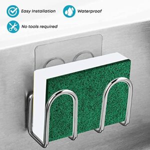 JINGWAYS Sponge Holder Sink Caddy for Kitchen Accessories, No Drilling Adhesive,Rustproof SUS304 Stainless Steel