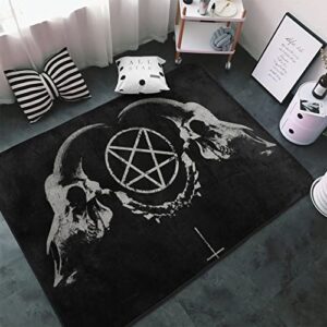 yeahspace skull rug 60x39 inch gothic home decor living room bedroom-goth occult penta symbol satan skull