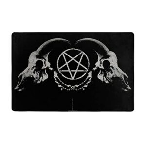 YEAHSPACE Skull Rug 60x39 inch Gothic Home Decor Living Room Bedroom-Goth Occult Penta Symbol Satan Skull