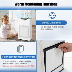 COSTWAY 2-in-1 Air Purifier Replacement Filter True HEPA Filter + Active Carbon Filter