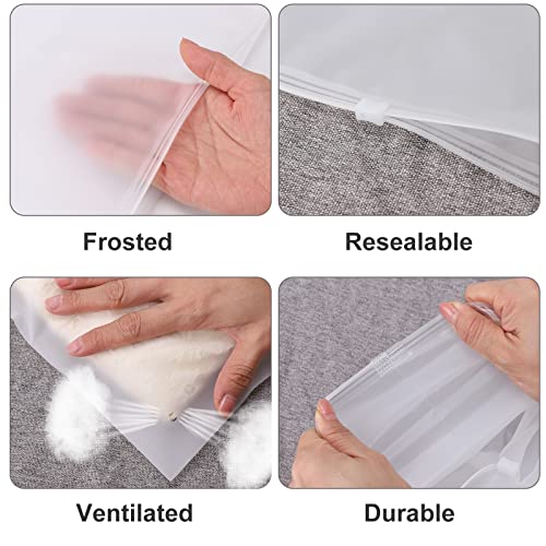 Green Nexus Packaging Bags, 50 PCS Travel Storaging Space Saver Bags, 10x13 Inches Clear Frosted Zipper Plastic Bags for Clothing, T-Shirt, Toys, Shoe, Dress, Documents with Vent Hole, 3.9 Mil