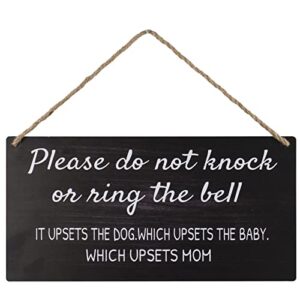 Please Do Not Knock or Ring Doorbell Ring Vintage Wooden Signs Do Not Ring Doorbell Sign Rustic Wood Farmhouse Home Decor 6X12 Inches