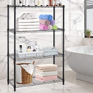 YYkokocat 4 Tier Adjustable Shelving Unit 1000Lb Capacity Metal Storage Shelves Heavy Duty Wire Shelf for Bathroom Kitchen Pantry Steel Wire Rack Shelf Organizer, 36" W x 14" D x 54" H, Black