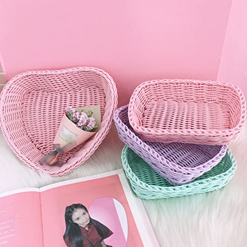 Tainrunse Storage Organizer Baskets Large Capacity Storage Organizer Box Photography Prop for Home Purple Hearts