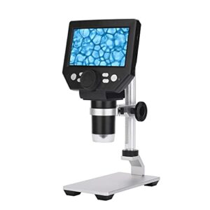 lxxsh professional digital electron microscope 4.3 inch large base lcd display 8mp 1-1000x continuous amplification magnifier (color : silver, size : metal)