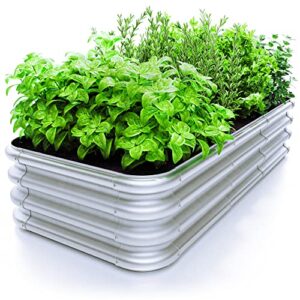 zicoto premium raised garden bed for outdoors - sturdy and easy to assemble galvanized steel planter box - versatile metal planter is perfect to grow your beautiful herbs, vegetables and flowers
