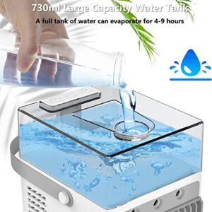 Portable Air Conditioner, Powerful Evaporative Air Cooler Fan 3 Speeds for Air Clean with 3 Ice Packs,Whisper Quiet Personal Fan for Home, Office