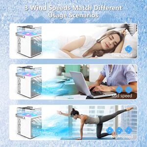 Portable Air Conditioner, Powerful Evaporative Air Cooler Fan 3 Speeds for Air Clean with 3 Ice Packs,Whisper Quiet Personal Fan for Home, Office