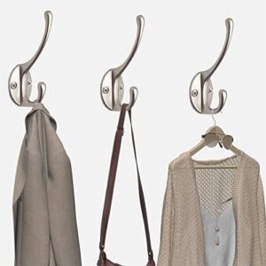 nanaxagly 4 Pack Retro Silver Coat Hooks, with 8 Screws and 8 Plastic Expansion Anchors, for Hanging Coats, Bag, Backpack, Robe, Towel, Hat, Jacket etc.