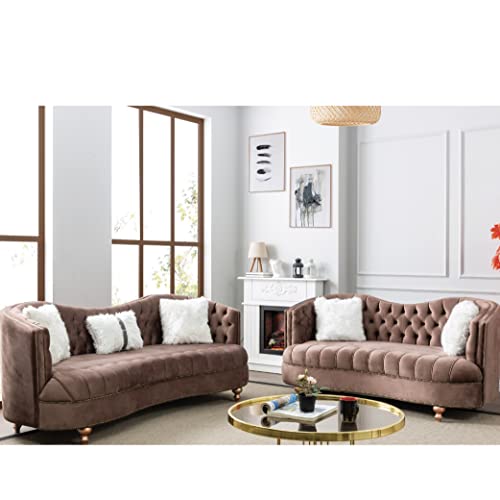 BEYAN Happy Love Seats, Loveseat, Brown