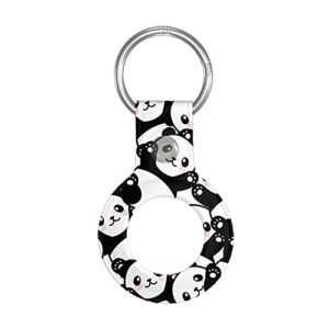 waterproof airtag keychain&leather air tag holder,seamless pattern cute panda protective tracker case with loop key ring for airtags,airtag cover for wallet,luggage,cat,dog,pets
