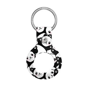 Waterproof Airtag Keychain&Leather Air Tag Holder,Seamless Pattern Cute Panda Protective Tracker Case with Loop Key Ring for Airtags,Airtag Cover for Wallet,Luggage,Cat,Dog,Pets