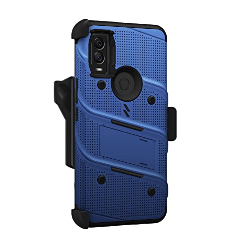 ZIZO Bolt Bundle for Cricket Innovate E 5G Case with Screen Protector Kickstand Holster Lanyard - Blue