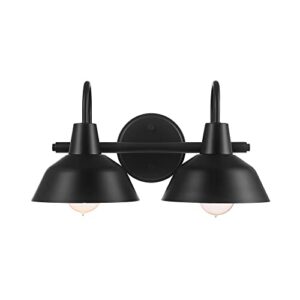 Globe Electric 63000004 3-Piece Bathroom Set, Matte Black, 15.5" 2-Light Vanity Light, Towel Ring, Toilet Paper Holder, Bulb Not Included