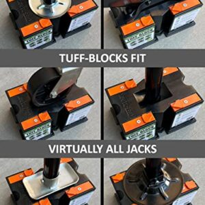 TUFF-Block by Dock N Stow Trailer Jack Blocks for RV Camper, 5th Wheel, Boat | Works w/Any Tongue Jack, Post, Scissor Stabilizer or Foot (Round or Square) | Stand Supports 10,000 lbs | Orange Stops