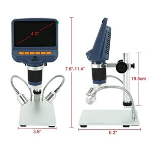 LXXSH 220X Desktop Electronic Digital Stereo Microscope for Soldering Repairing with 4.3-inch Screen LED Light