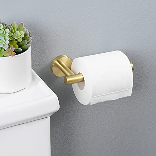 KES Bathroom Toilet Paper Holder & Bath Robe Hook Towel Hook & Brushed Gold Towel Ring,A2175S12-BZ-SL+A2164-BZ-P2+A2180-BZ