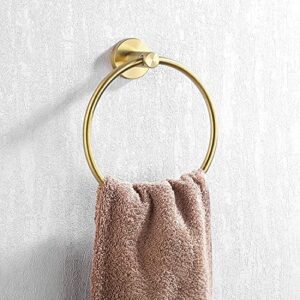 KES Bathroom Toilet Paper Holder & Bath Robe Hook Towel Hook & Brushed Gold Towel Ring,A2175S12-BZ-SL+A2164-BZ-P2+A2180-BZ