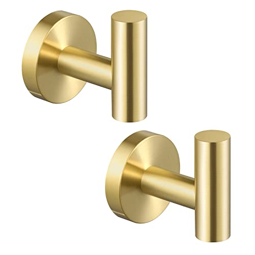 KES Bathroom Toilet Paper Holder & Bath Robe Hook Towel Hook & Brushed Gold Towel Ring,A2175S12-BZ-SL+A2164-BZ-P2+A2180-BZ