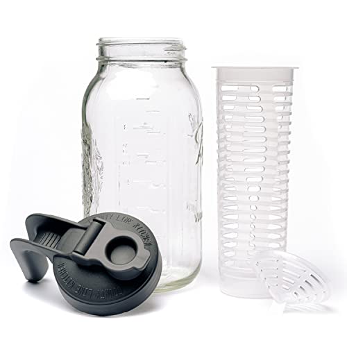 County Line Kitchen Glass Water Infuser Pitcher to Infuse Fruit, Juice & Teas - Easy Clean Pitchers w/Lid & Handle for Hot/Cold Beverages & Ice Tea - 2qt (64oz/1.9Liter) Durable Mason Jar