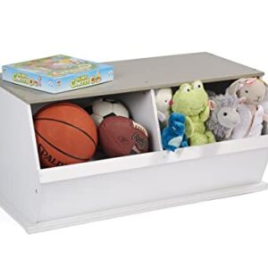 Badger Basket Two Bin Stackable Toy Storage Cubby Organizer - White/Light Gray