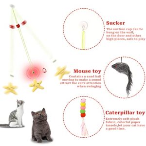 Cat Toys,Mice Toys for Indoor Cats,3 Pack Hanging Door Cat Toys with Tassel,Retractable Cat Toy with Rope Mouse Starfish Caterpillar,Interactive Cat Teaser Toy for Indoor Kitten Play Chase Exercise