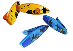 2 set (4 ct) blue surfboard / yellow surfboard beach towel clips jumbo size for beach chair, cruise beach patio, pool accessories for chairs, household clip, baby stroller