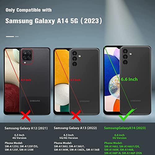LeYi for Galaxy A14 5G Phone Case, Samsung Galaxy A14 5G Case with [2 Pack] Screen Protectors and Camera Lens Protector, Military-Grade Heavy Duty Case with Ring Stand for Samsung A14 5G, Black