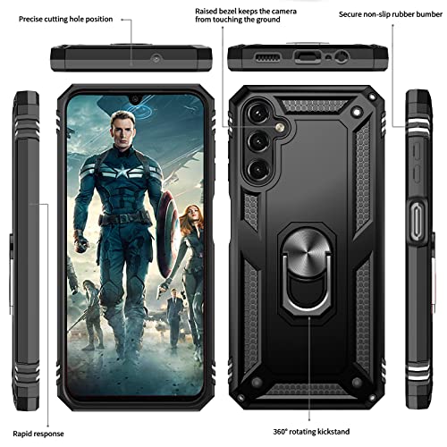 LeYi for Galaxy A14 5G Phone Case, Samsung Galaxy A14 5G Case with [2 Pack] Screen Protectors and Camera Lens Protector, Military-Grade Heavy Duty Case with Ring Stand for Samsung A14 5G, Black