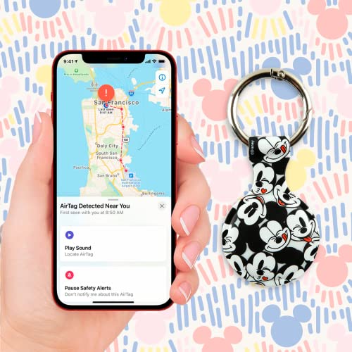 Disney Mickey Mouse Holder for Apple AirTag - Protective Tracker with Keychain for Dog, Bags, Keys - Disneyland Essentials and Holiday Gifts