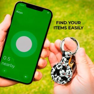 Disney Mickey Mouse Holder for Apple AirTag - Protective Tracker with Keychain for Dog, Bags, Keys - Disneyland Essentials and Holiday Gifts