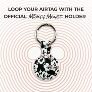 Disney Mickey Mouse Holder for Apple AirTag - Protective Tracker with Keychain for Dog, Bags, Keys - Disneyland Essentials and Holiday Gifts
