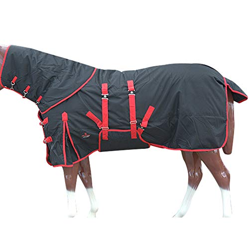 HILASON 76 in 1200D Turnout Winter Horse Neck Cover Belly Wrap Sheet Black