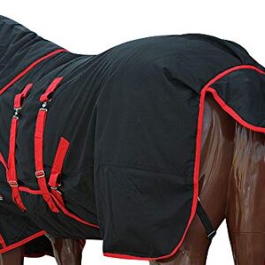 HILASON 76 in 1200D Turnout Winter Horse Neck Cover Belly Wrap Sheet Black