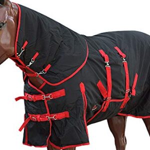 HILASON 76 in 1200D Turnout Winter Horse Neck Cover Belly Wrap Sheet Black